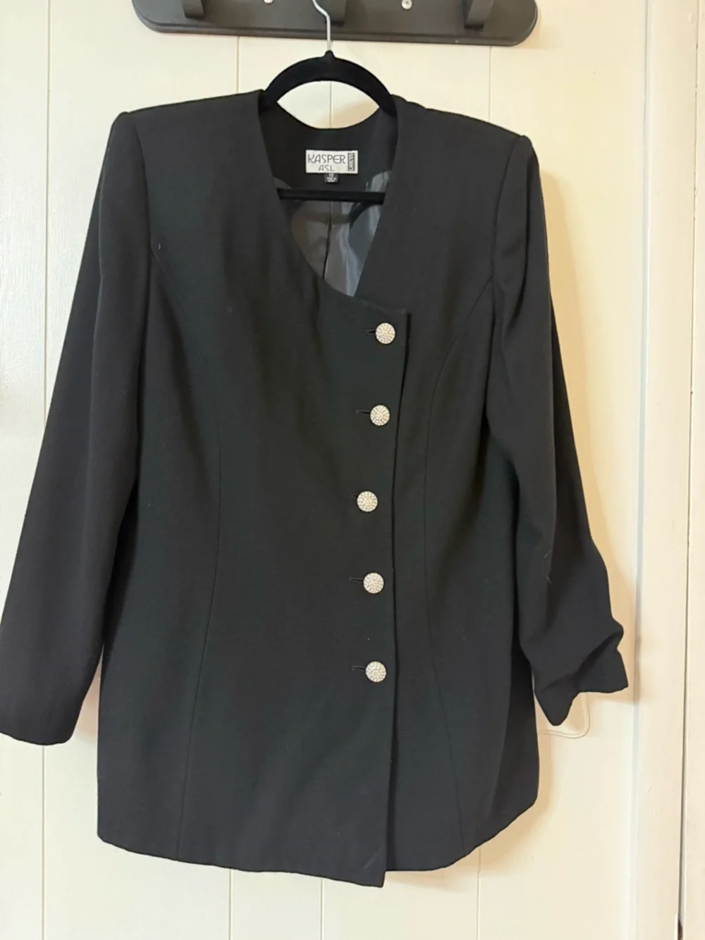 Kasper Black Asymmetric Button Front Blazer - Picture 2 of 3